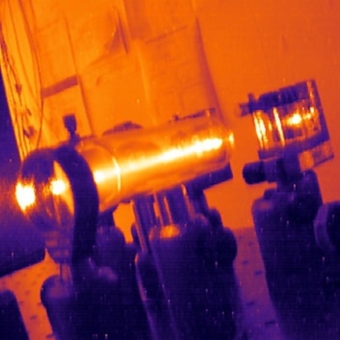 Infrared image of a laser probing a Caesium vapour cell. GW Truong. 